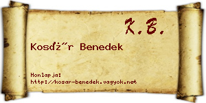 Kosár Benedek névjegykártya