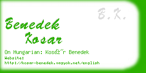 benedek kosar business card